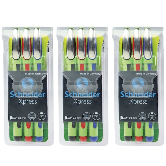 STW190093-3 Schneider Schneider Xpress Fineliner Fiber Tip Pen, Assorted - 3 Per Pack - Pack of 3